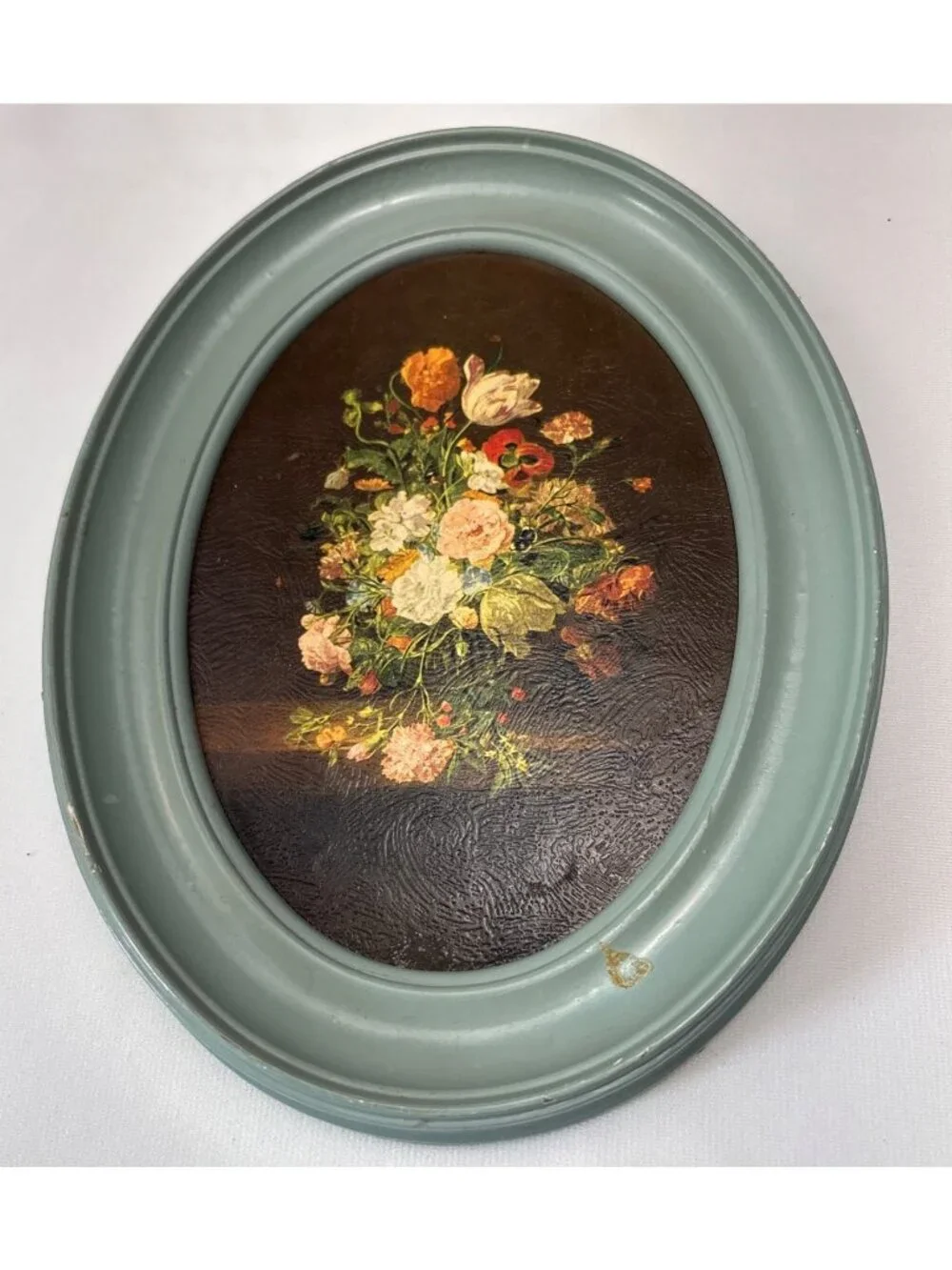 Litho Oval Floral Artwork Sage Frame 7